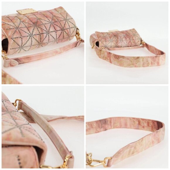 FENDI Holiday Edition Mamma Baguette Bag Velor 2way Pink Gold Auth 132928M - Picture 16 of 16